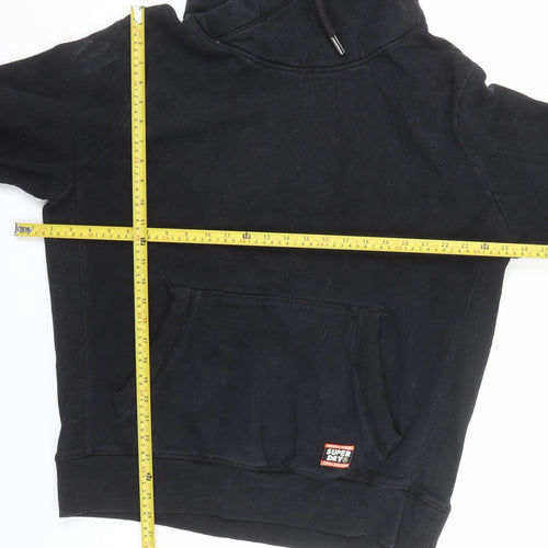 Superdry Men's Black 2XL Pullover Hoodie with Logo Pocket