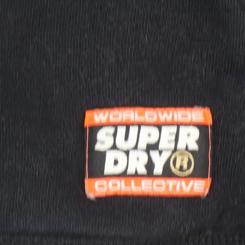 Superdry Men's Black 2XL Pullover Hoodie with Logo Pocket