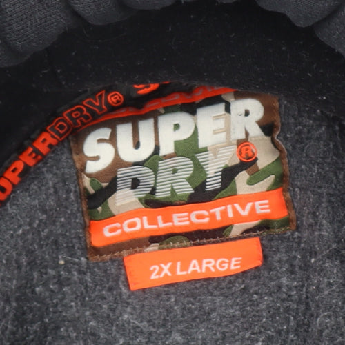 Superdry Men's Black 2XL Pullover Hoodie with Logo Pocket