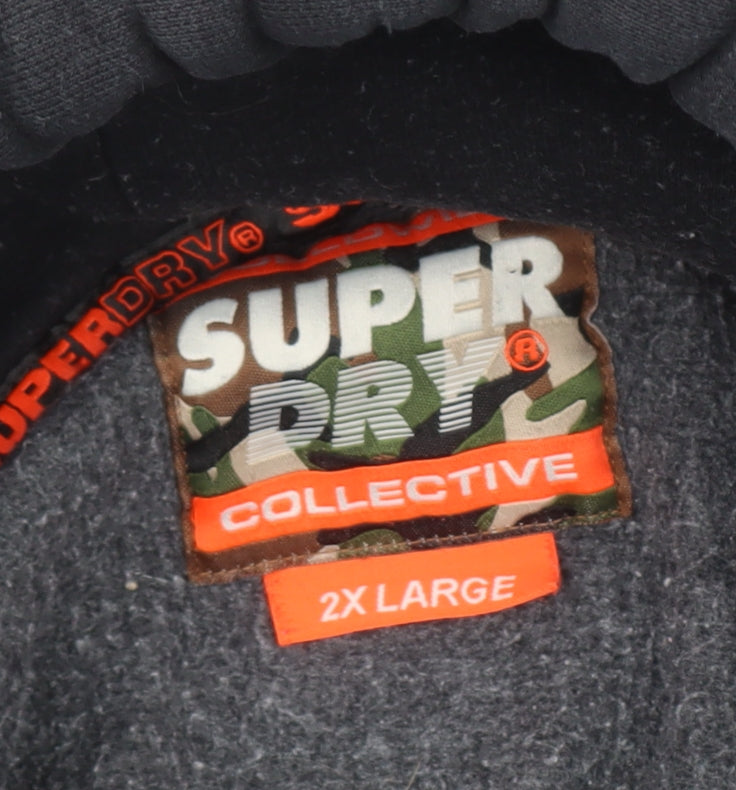 Superdry Men's Black 2XL Pullover Hoodie with Logo Pocket