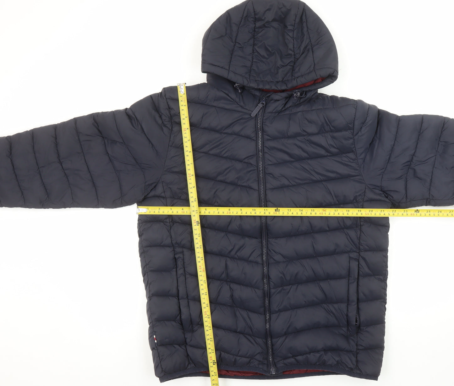 Joules Men's Navy Hooded Puffer Jacket L Quilted Polyamide Winter Coat