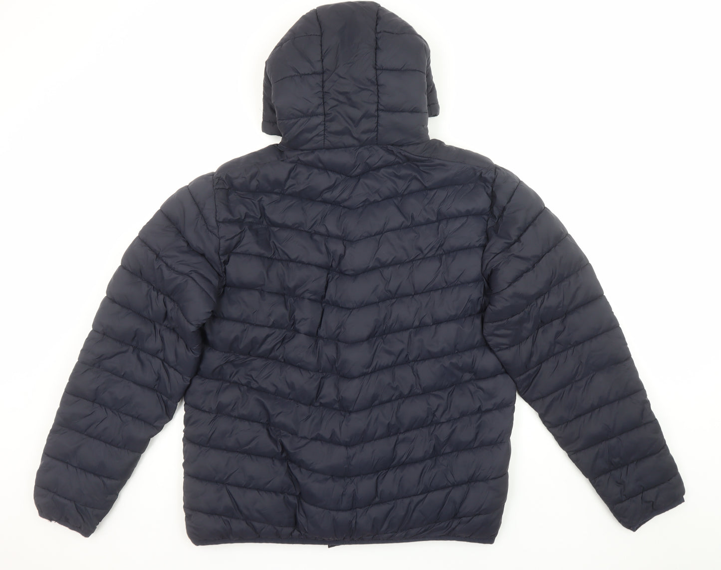 Joules Men's Navy Hooded Puffer Jacket L Quilted Polyamide Winter Coat