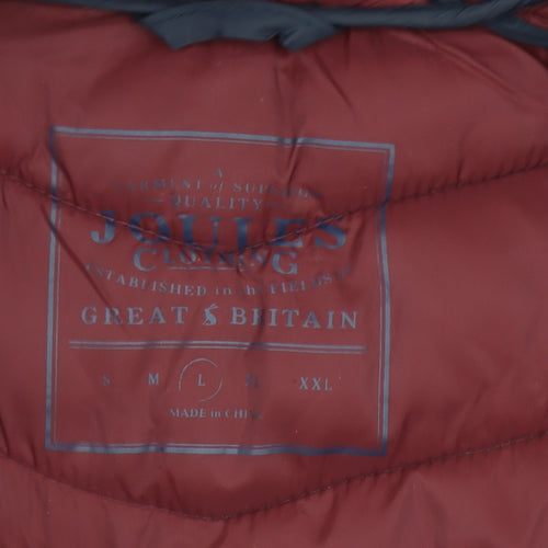 Joules Men's Navy Hooded Puffer Jacket L Quilted Polyamide Winter Coat