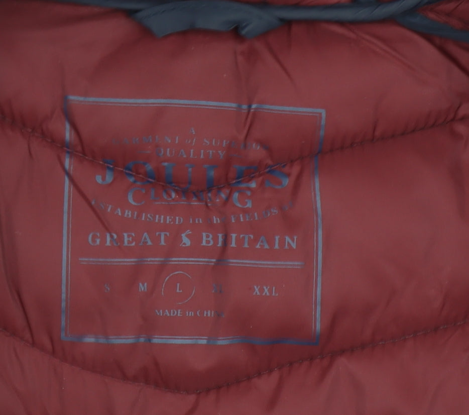 Joules Men's Navy Hooded Puffer Jacket L Quilted Polyamide Winter Coat