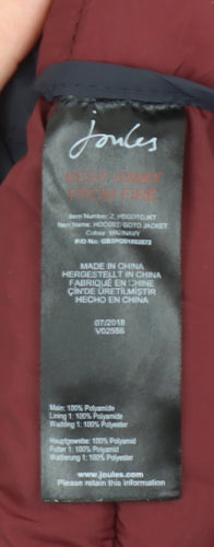 Joules Men's Navy Hooded Puffer Jacket L Quilted Polyamide Winter Coat