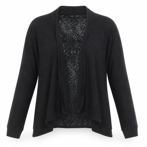 River Island Women's Black Size 14 Open Knit Long Sleeve Cardigan