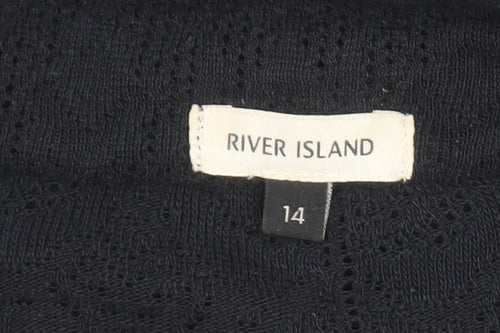 River Island Women's Black Size 14 Open Knit Long Sleeve Cardigan