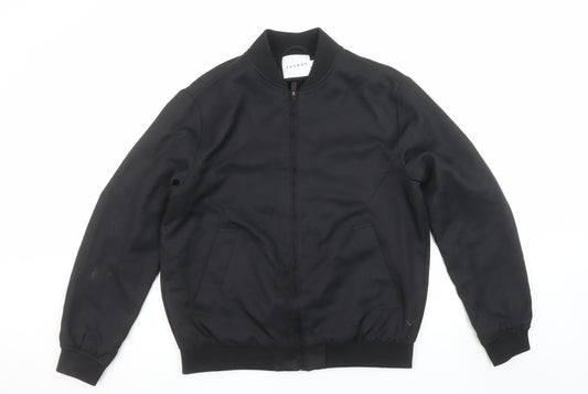 Topman Men's Black Bomber Jacket Size M 40in Polyester Lined Zip