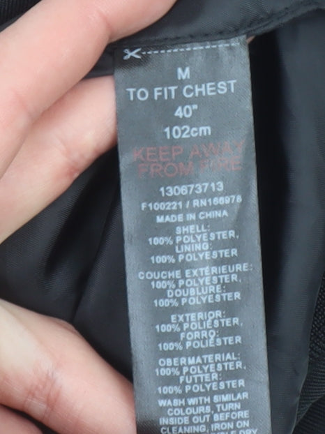 Topman Men's Black Bomber Jacket Size M 40in Polyester Lined Zip