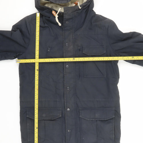 Henry Choice Men's Blue Hooded Parka Jacket Size M Lined Winter Coat