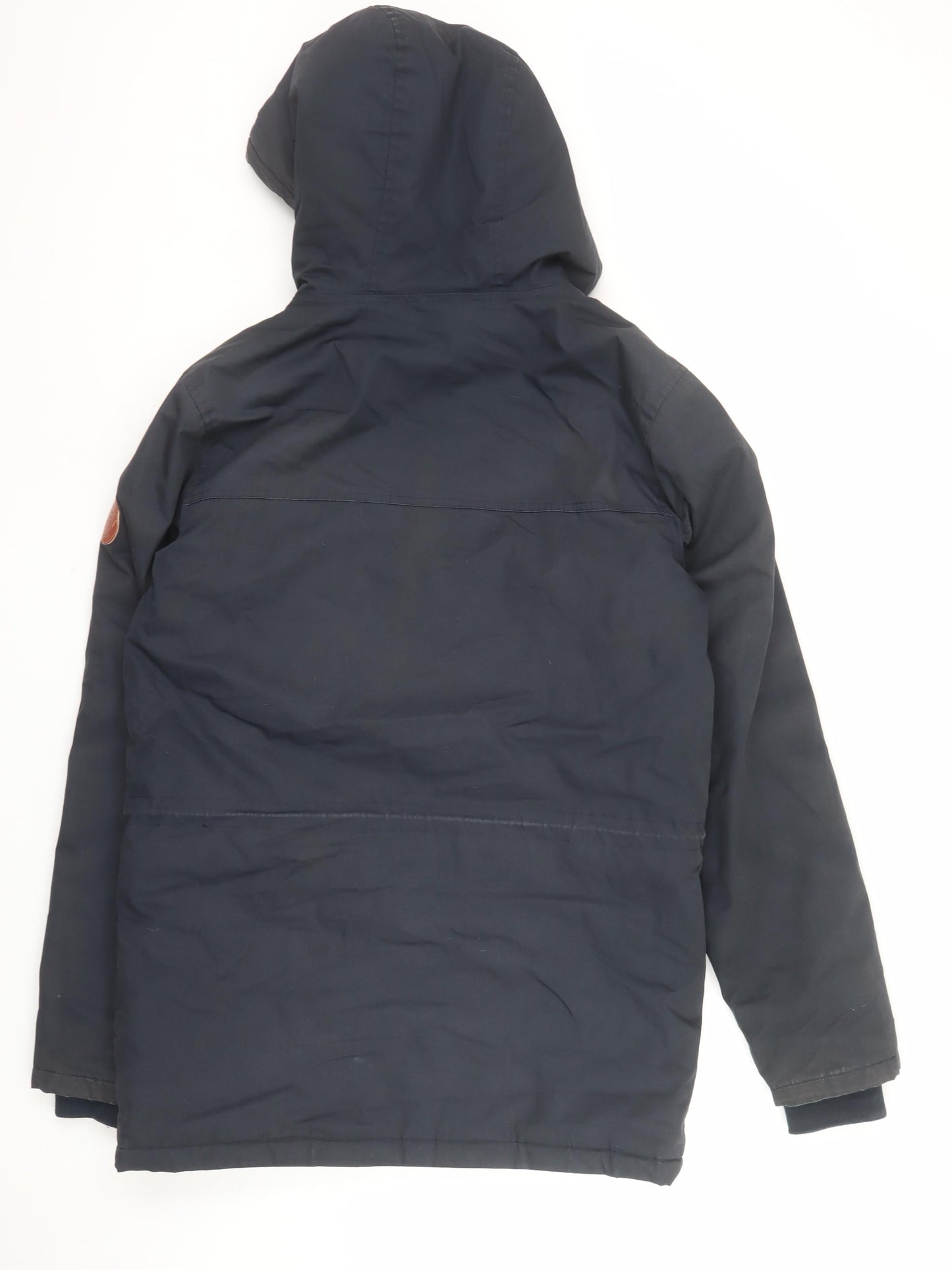 Henry Choice Men's Blue Hooded Parka Jacket Size M Lined Winter Coat