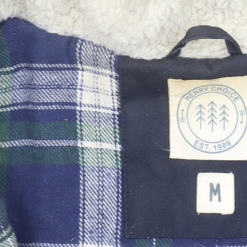 Henry Choice Men's Blue Hooded Parka Jacket Size M Lined Winter Coat