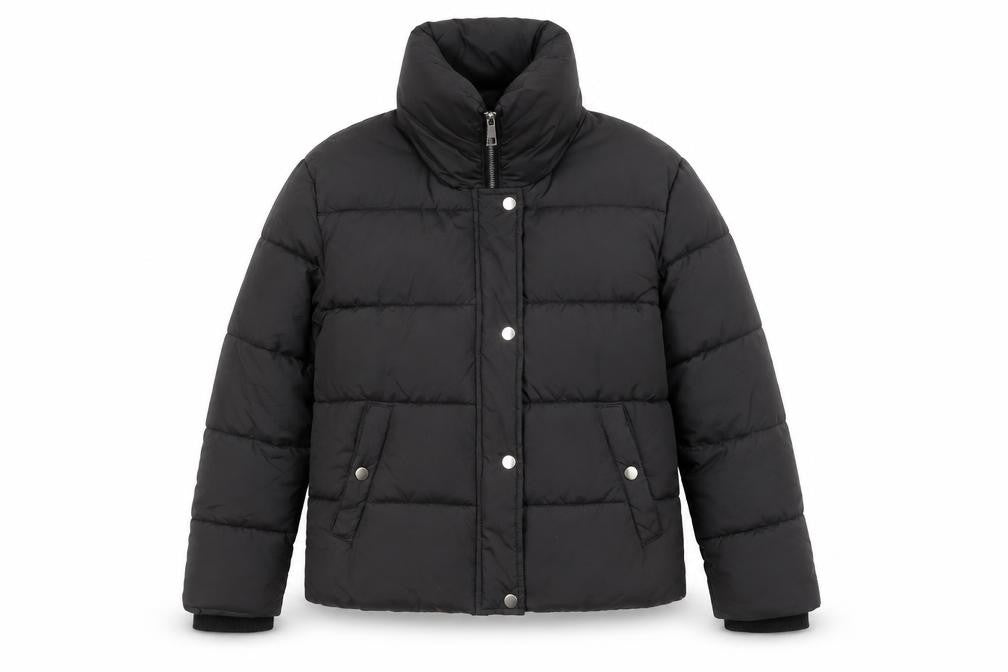 Front view of Atmosphere women’s black, size UK 8, puffer jacket winter coat