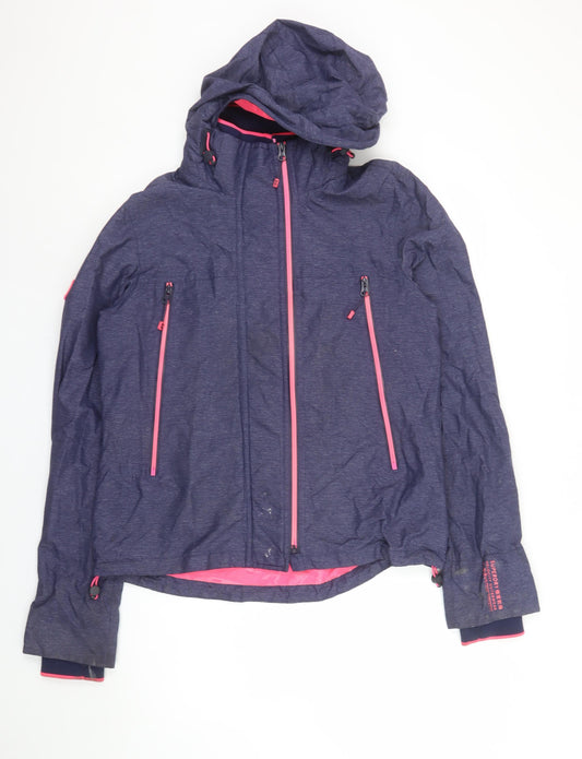 Superdry Womens Blue Windcheater Hooded Jacket Size 14