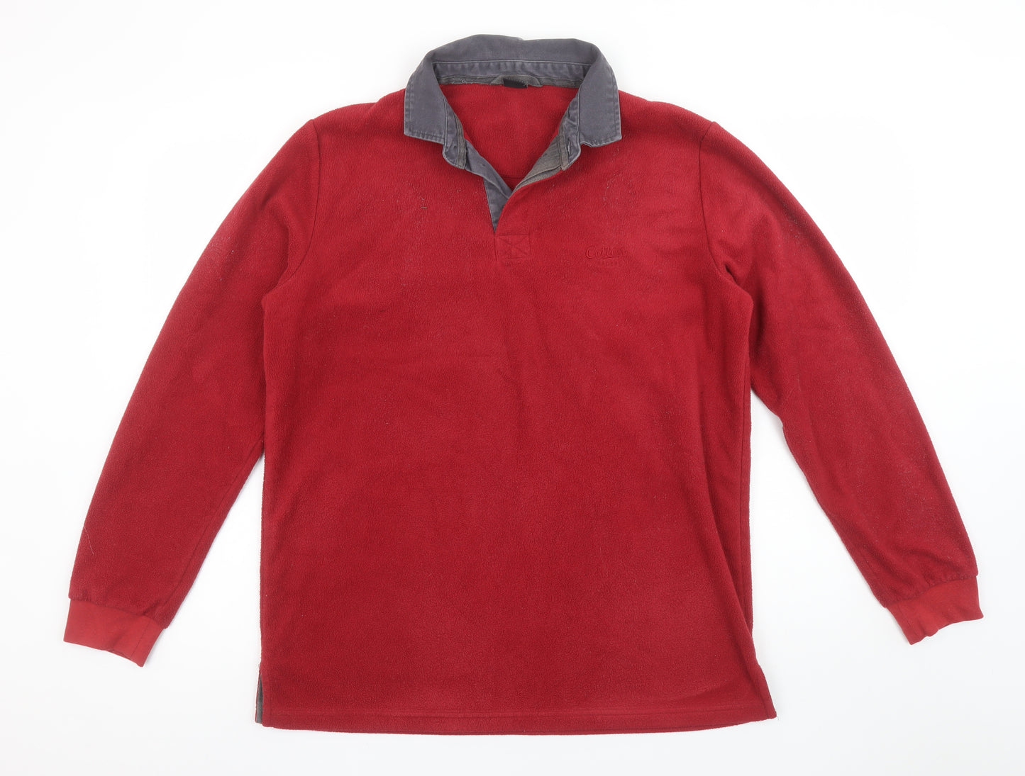 Cotton Traders Mens Red Collared Fleece Henley Sweatshirt M