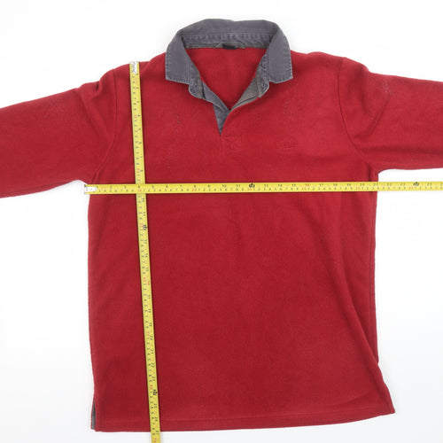 Cotton Traders Mens Red Collared Fleece Henley Sweatshirt M