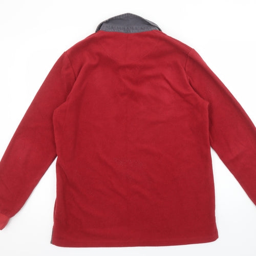 Cotton Traders Mens Red Collared Fleece Henley Sweatshirt M