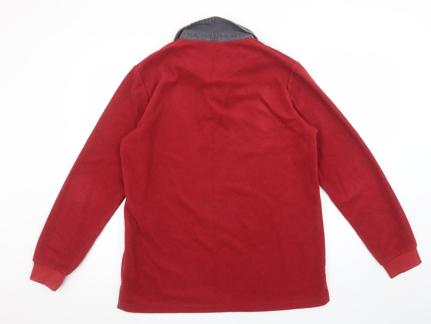 Cotton Traders Mens Red Collared Fleece Henley Sweatshirt M