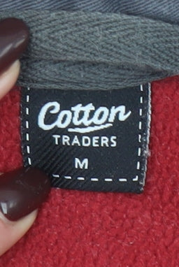 Cotton Traders Mens Red Collared Fleece Henley Sweatshirt M