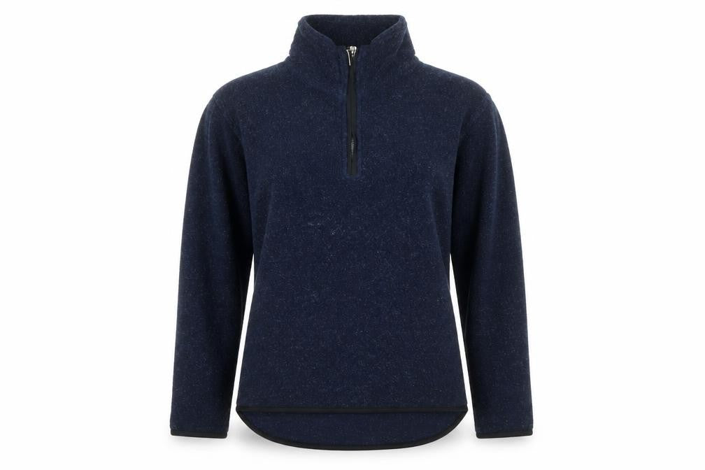 Front view of Hot Chilli Women's Navy Blue Fleece 1/2 Zip Pullover Sweatshirt M