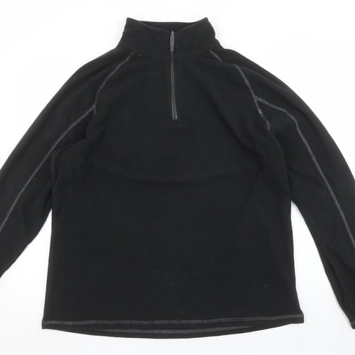 Mountain Warehouse Men's Black Fleece 1/4 Zip Pullover Sweatshirt L