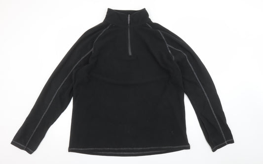 Mountain Warehouse Men's Black Fleece 1/4 Zip Pullover Sweatshirt L