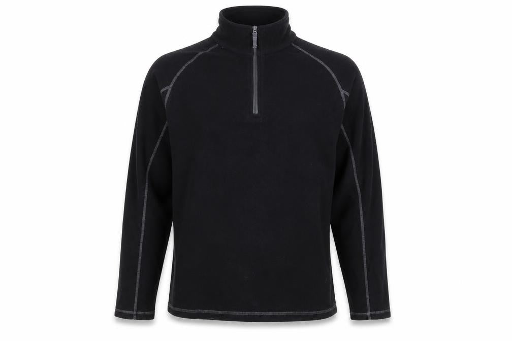 Front view of Mountain Warehouse Men's Black Fleece 1/4 Zip Pullover Sweatshirt L