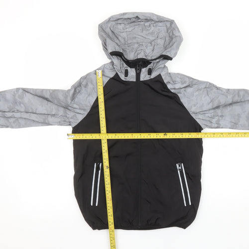 George Boys Black Grey Camouflage Hooded Windbreaker Jacket 8-9 Years