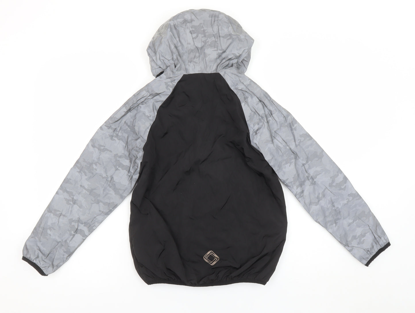 George Boys Black Grey Camouflage Hooded Windbreaker Jacket 8-9 Years