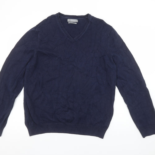 Marks and Spencer Men’s Blue Cotton V-Neck Pullover Jumper L