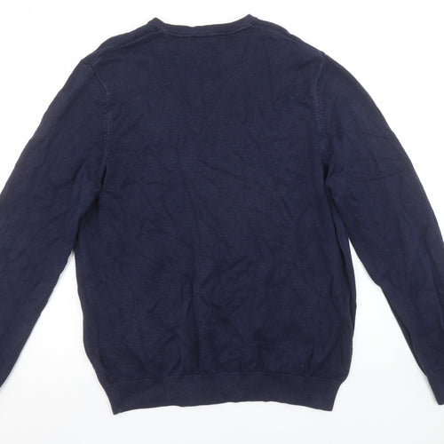 Marks and Spencer Men’s Blue Cotton V-Neck Pullover Jumper L