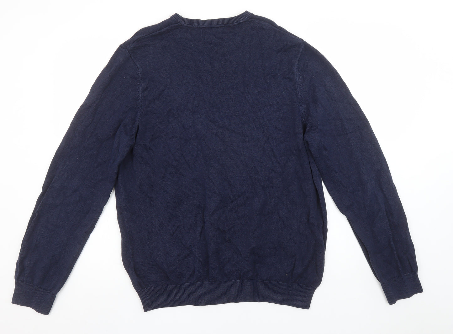 Marks and Spencer Men’s Blue Cotton V-Neck Pullover Jumper L