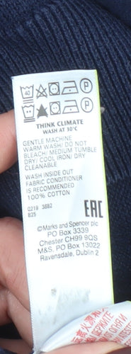 Marks and Spencer Men’s Blue Cotton V-Neck Pullover Jumper L