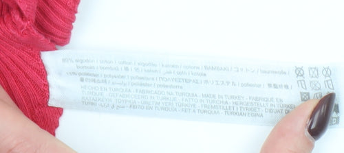 Zara Women Red Cropped Ribbed Tank Top Size 12 Cotton Blend