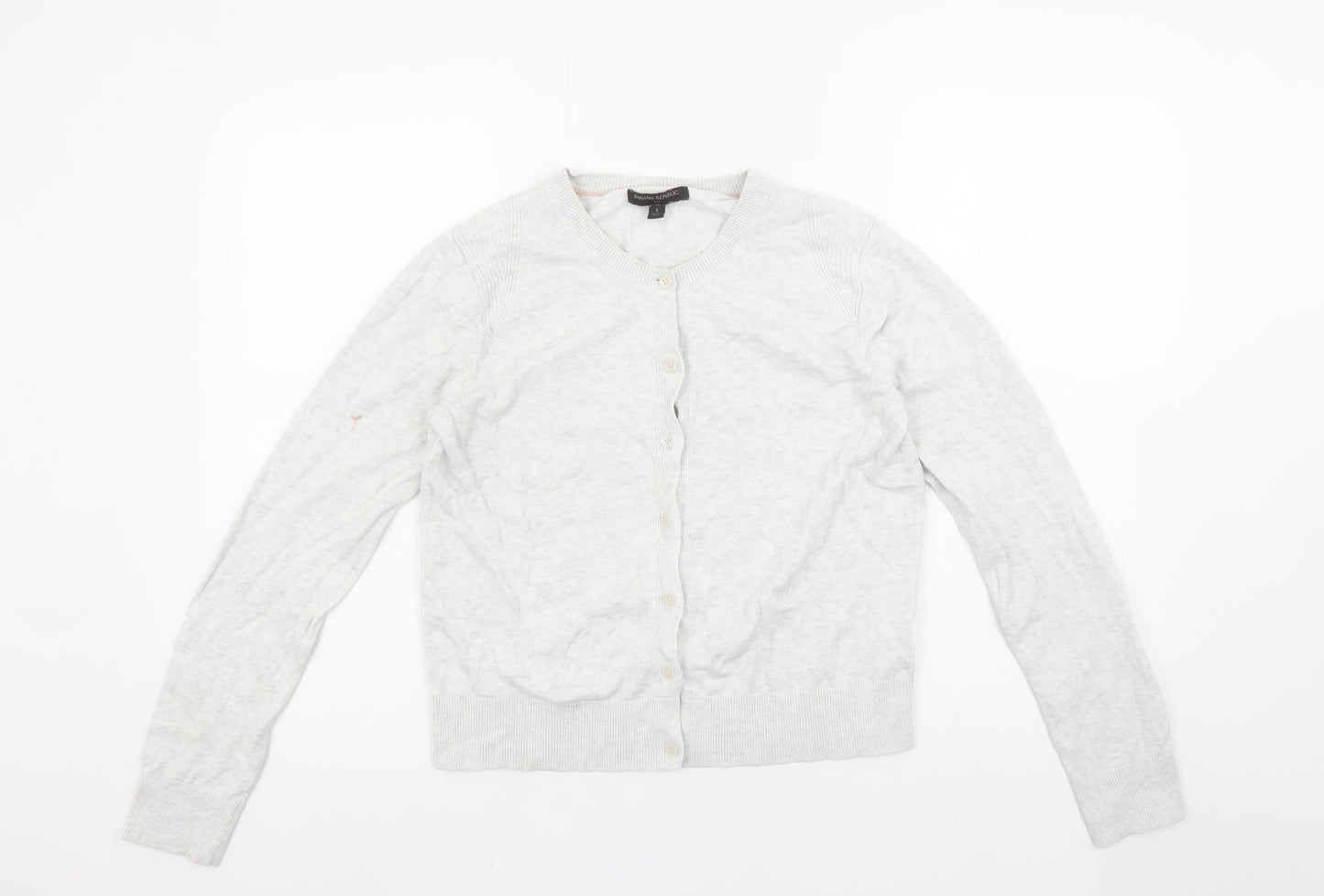 Banana Republic Women's Grey Cardigan S Crew Neck Cotton Blend