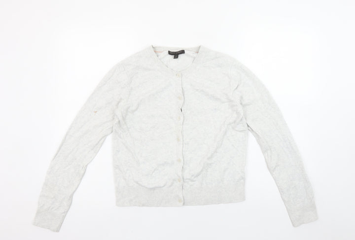 Banana Republic Women's Grey Cardigan S Crew Neck Cotton Blend