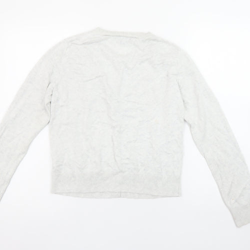Banana Republic Women's Grey Cardigan S Crew Neck Cotton Blend