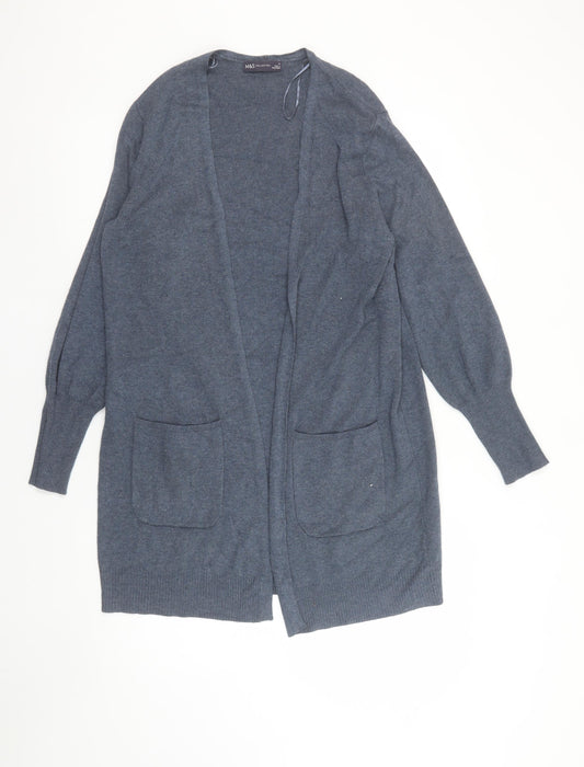 Marks and Spencer Women's Blue M Long Sleeve Knit Cardigan