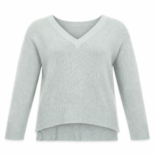 Brave Soul Womens Green V-Neck Knit Long Sleeve Pullover Jumper XS