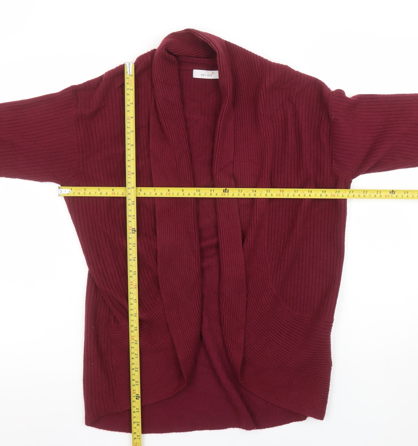 Marks and Spencer Women Red Size 14 Long Sleeve Knit Cardigan