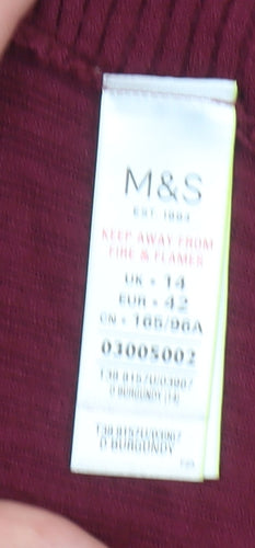 Marks and Spencer Women Red Size 14 Long Sleeve Knit Cardigan