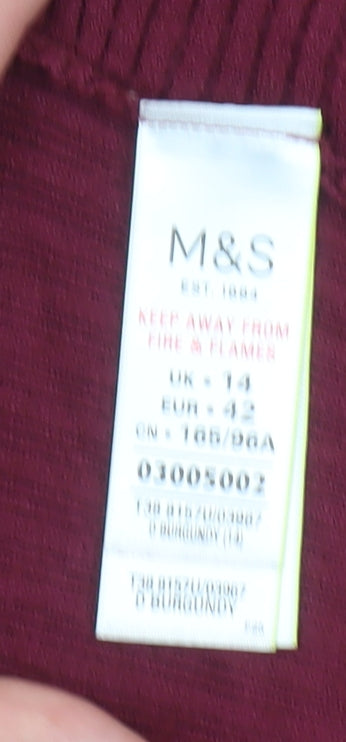 Marks and Spencer Women Red Size 14 Long Sleeve Knit Cardigan