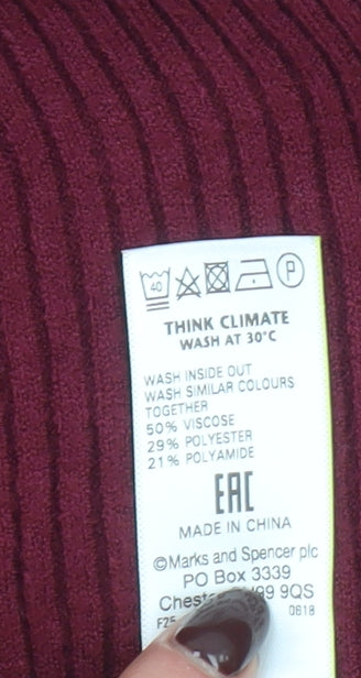 Marks and Spencer Women Red Size 14 Long Sleeve Knit Cardigan