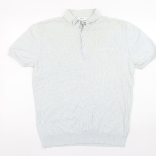 ARNE Men's Grey Cotton Short Sleeve Polo Shirt Size L