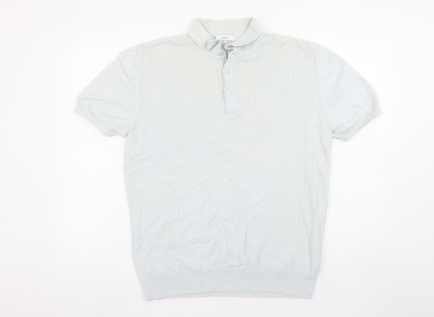 ARNE Men's Grey Cotton Short Sleeve Polo Shirt Size L