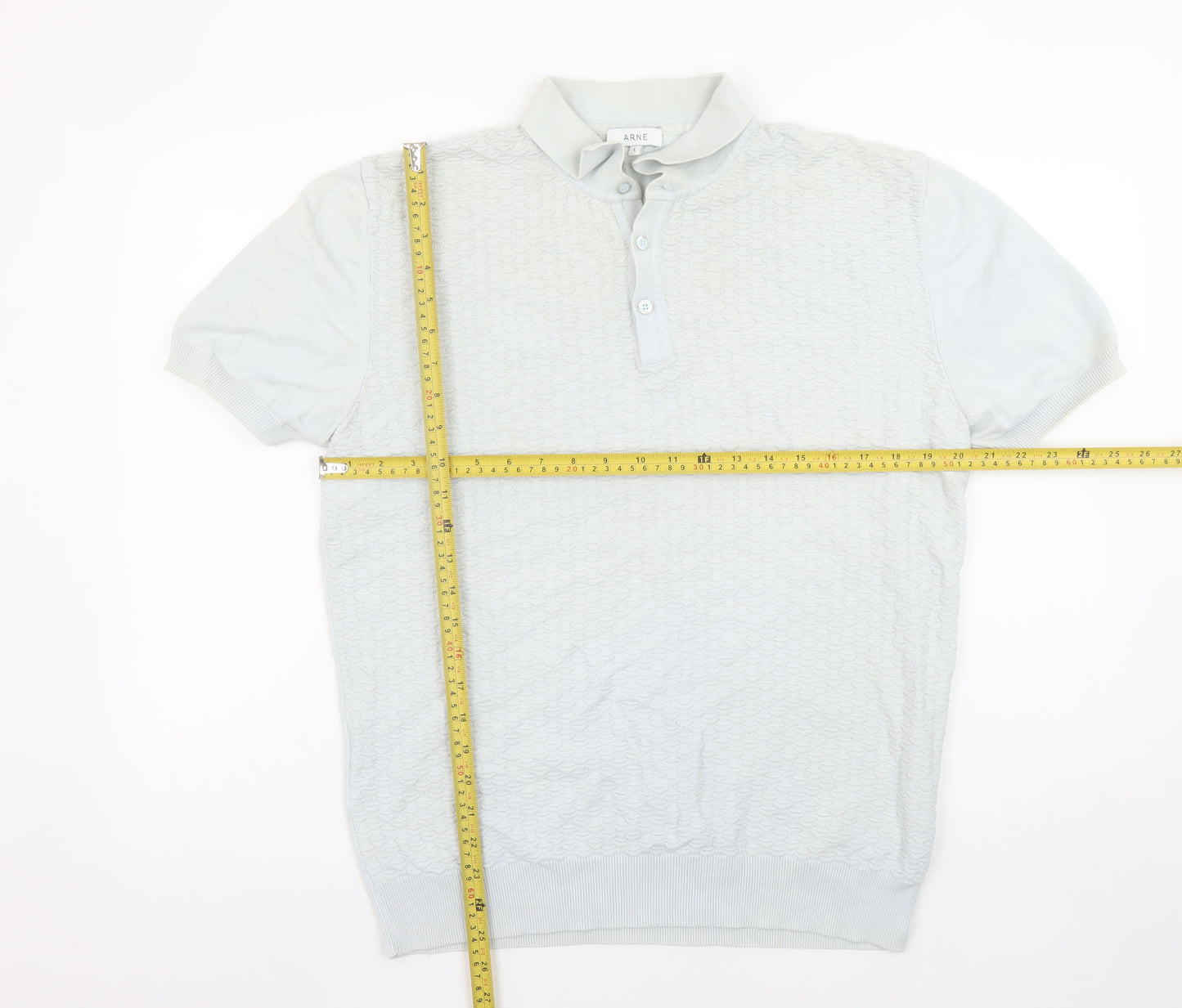 ARNE Men's Grey Cotton Short Sleeve Polo Shirt Size L