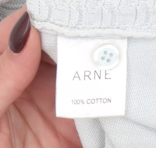 ARNE Men's Grey Cotton Short Sleeve Polo Shirt Size L