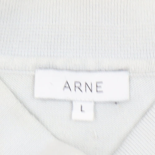 ARNE Men's Grey Cotton Short Sleeve Polo Shirt Size L