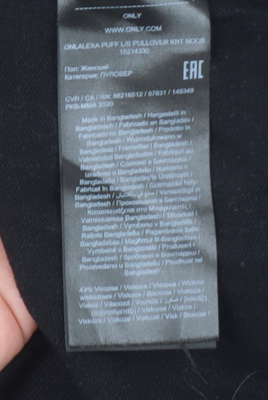 ONLY Women’s Black Puff Sleeve Knit Pullover Jumper XS