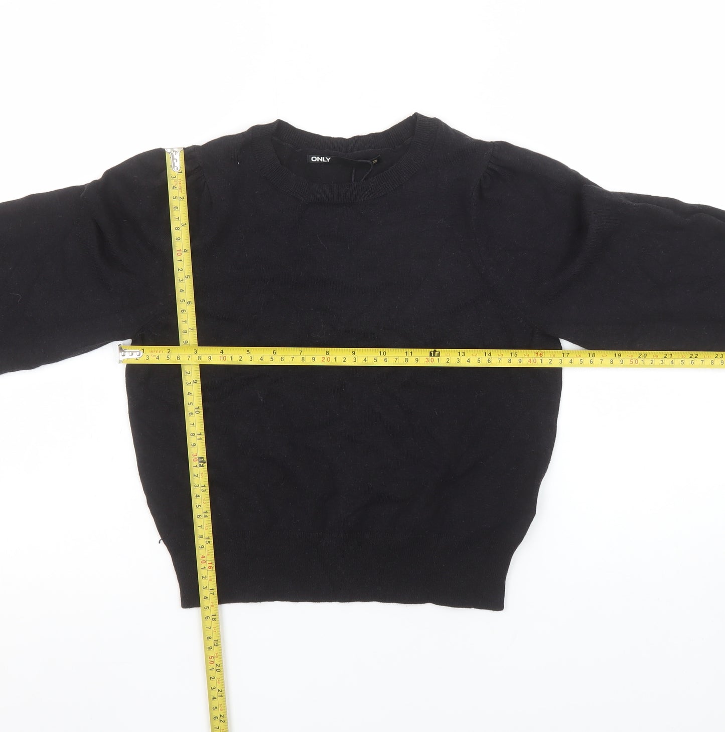 ONLY Women’s Black Puff Sleeve Knit Pullover Jumper XS